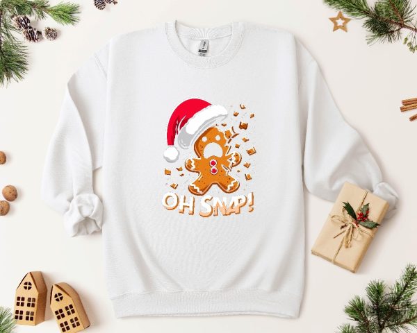 Oh Snap Christmas Sweatshirt Funny Gingerbread Shirt Holiday Sweater Cute Christmas Top Festive Sweatshirt Hoodie Shirt revetee 3