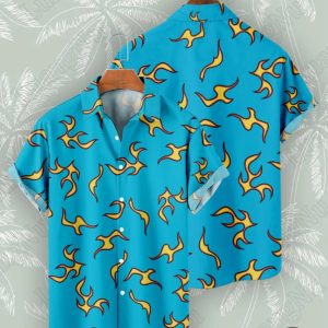 tyler the creator cherry bomb hawaiian shirt and shorts golf wang flame pattern button up aloha beach shirt laughinks 1