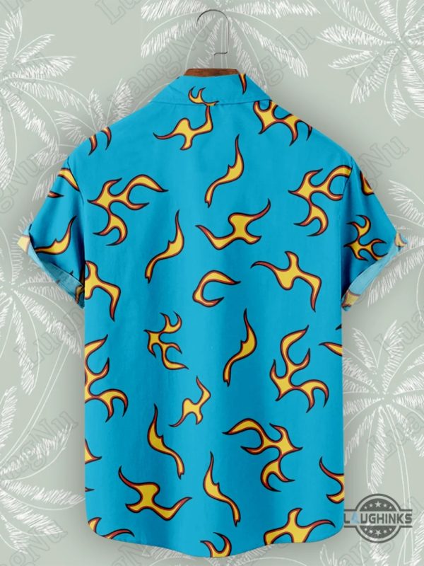 tyler the creator cherry bomb hawaiian shirt and shorts golf wang flame pattern button up aloha beach shirt laughinks 2