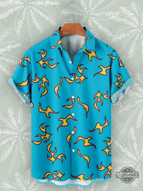 tyler the creator cherry bomb hawaiian shirt and shorts golf wang flame pattern button up aloha beach shirt laughinks 3