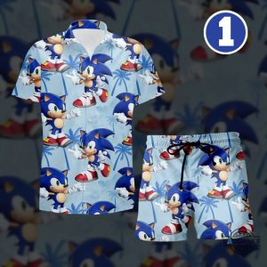 sonic the hedgehog hawaiian shirt and shirts blue summer vacation button up aloha shirt laughinks 1