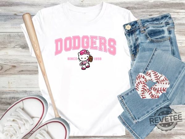 Pink Dodger Kitty T Shirt Dodger Hello Kitty Shirt Hoodie Sweatshirt Hello Kitty Dodger Shirt revetee 1