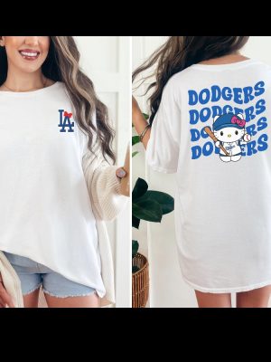 Hello Kitty Dodger Baseball Tee Baseball Tee Dodger Tshirt Mlb Shirt Hello Kitty Dodgers Shirt Hoodie Sweatshirt Unique revetee 2