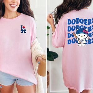 Hello Kitty Dodger Baseball Tee Baseball Tee Dodger Tshirt Mlb Shirt Hello Kitty Dodgers Shirt Hoodie Sweatshirt Unique revetee 3