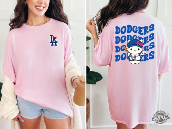 Hello Kitty Dodger Baseball Tee Baseball Tee Dodger Tshirt Mlb Shirt Hello Kitty Dodgers Shirt Hoodie Sweatshirt Unique revetee 3