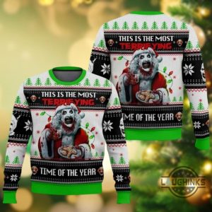 terrifier ugly christmas sweater art the clown this is the most terrifying time of the year artificial wool sweatshirt laughinks 1