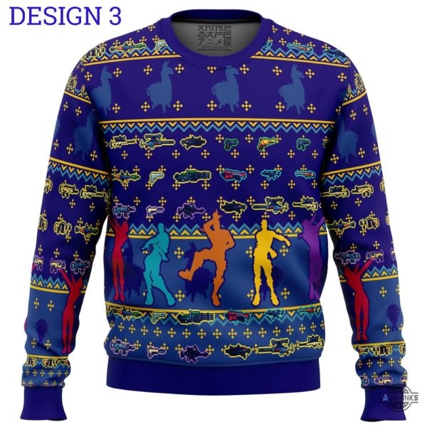 fortnite christmas sweater twas night party flossing through the snow ugly artificial wool sweatshirt laughinks 3