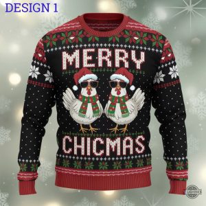 merry chicmas sweater christmas chicken ugly artificial wool sweatshirt funny rooster xmas jumper laughinks 1