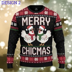 merry chicmas sweater christmas chicken ugly artificial wool sweatshirt funny rooster xmas jumper laughinks 2