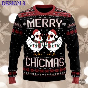 merry chicmas sweater christmas chicken ugly artificial wool sweatshirt funny rooster xmas jumper laughinks 3