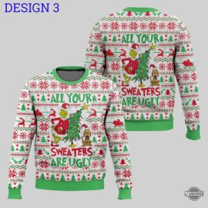 the grinch ugly christmas sweater all your sweaters are ugly i just took a dna test artificial wool sweatshirt laughinks 3