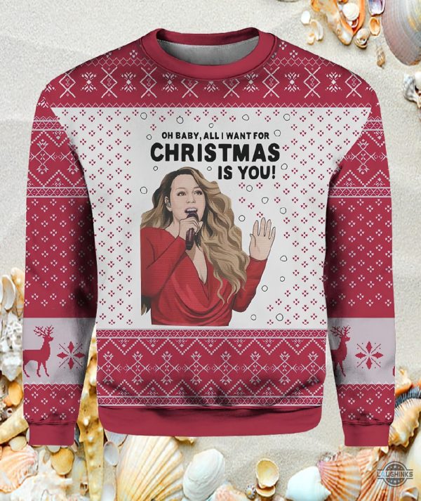 mariah carey christmas sweater all i want for christmas is your artificial wool ugly sweatshirt laughinks 1