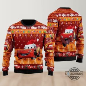 lightning mcqueen ugly christmas sweater disney pixar cars movie artificial wool sweatshirt laughinks 1