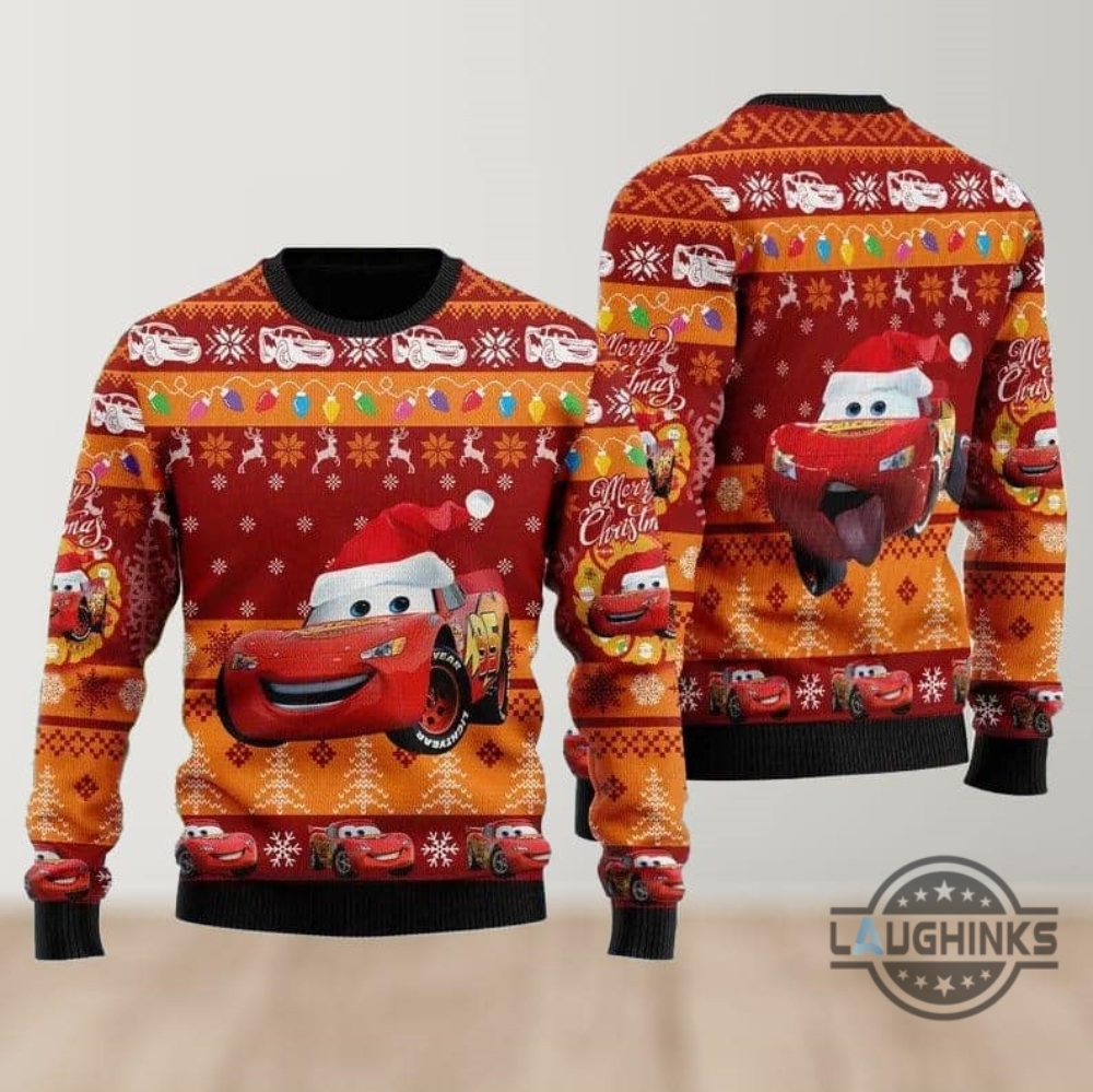 Lightning Mcqueen Ugly Christmas Sweater Disney Pixar Cars Movie Artificial Wool Sweatshirt