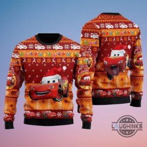 lightning mcqueen ugly christmas sweater disney pixar cars movie artificial wool sweatshirt laughinks 2