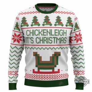 chickenleigh its christmas ugly sweater santa chicken funny artificial wool sweatshirt laughinks 1