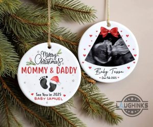 custom ultrasound christmas ornament expecting a baby from new parent xmas home decoration pregnancy announcement gift laughinks 1