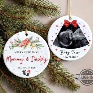 custom ultrasound christmas ornament expecting a baby from new parent xmas home decoration pregnancy announcement gift laughinks 6