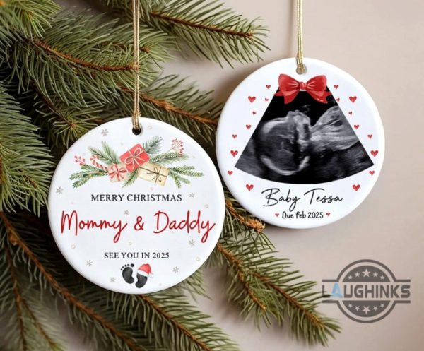 custom ultrasound christmas ornament expecting a baby from new parent xmas home decoration pregnancy announcement gift laughinks 6