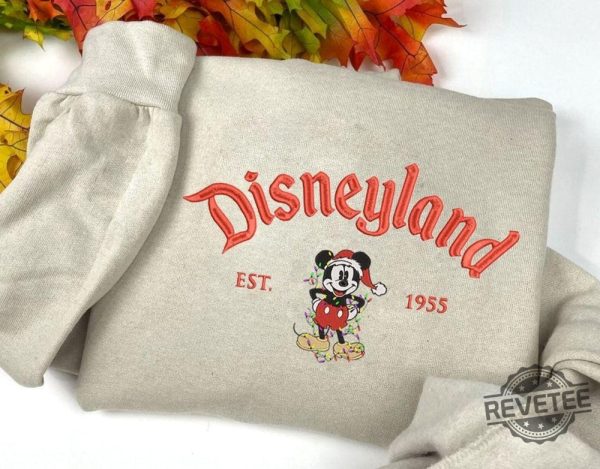 Disneyland Mickey Christmas Embroidered Sweatshirt Shirt Hoodie Disney Christmas Embroidery Hoodie Disney Christmas Shirt revetee 1