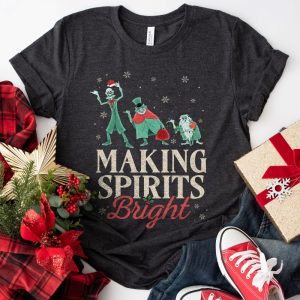 Making Spirits Bright Hitchhiking Ghosts Santa Hat Merry Christmas Haunted Mansion Shirt Disney Christmas Shirt Hoodie Sweatshirt revetee 2