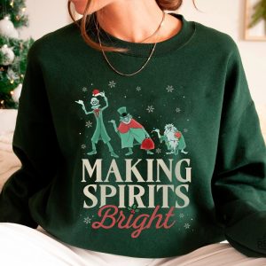 Making Spirits Bright Hitchhiking Ghosts Santa Hat Merry Christmas Haunted Mansion Shirt Disney Christmas Shirt Hoodie Sweatshirt revetee 3