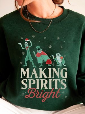 Making Spirits Bright Hitchhiking Ghosts Santa Hat Merry Christmas Haunted Mansion Shirt Disney Christmas Shirt Hoodie Sweatshirt revetee 3