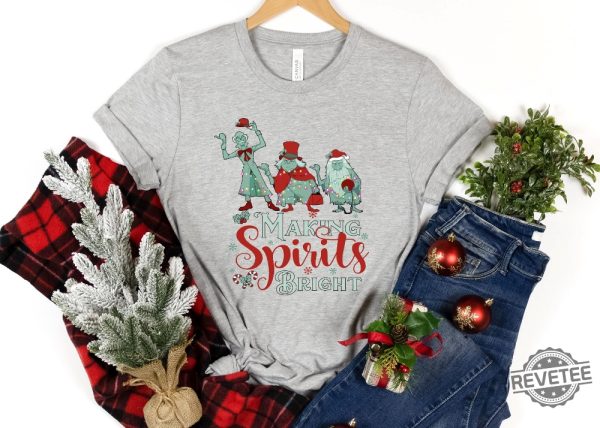 Making Spirits Bright Hitchhiking Ghosts Santa Hat Merry Christmas Haunted Mansion Shirt Disney Christmas Shirt Hoodie Sweatshirt revetee 5