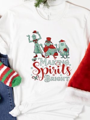 Making Spirits Bright Hitchhiking Ghosts Santa Hat Merry Christmas Haunted Mansion Shirt Disney Christmas Shirt Hoodie Sweatshirt revetee 6