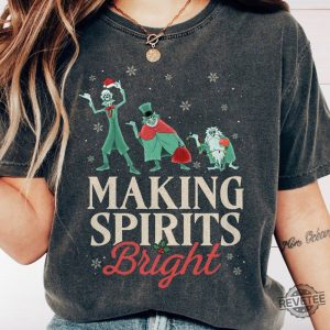 Making Spirits Bright Hitchhiking Ghosts Santa Hat Merry Christmas Haunted Mansion Shirt Disney Christmas Shirt Hoodie Sweatshirt revetee 7