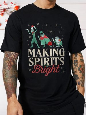 Making Spirits Bright Hitchhiking Ghosts Santa Hat Merry Christmas Haunted Mansion Shirt Disney Christmas Shirt Hoodie Sweatshirt revetee 8