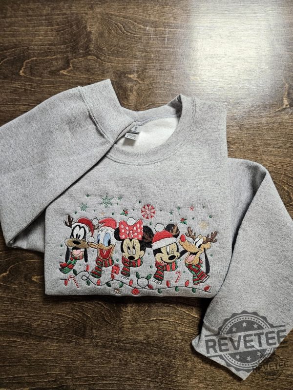 Christmas Friends Crewneck Sweatshirts Holiday Sweater Christmas Sweater Embroidered Sweatshirt Gingerbread Santa Gift Disney Christmas Shirt revetee 1 1