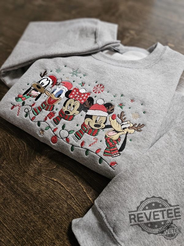 Christmas Friends Crewneck Sweatshirts Holiday Sweater Christmas Sweater Embroidered Sweatshirt Gingerbread Santa Gift Disney Christmas Shirt revetee 2 1