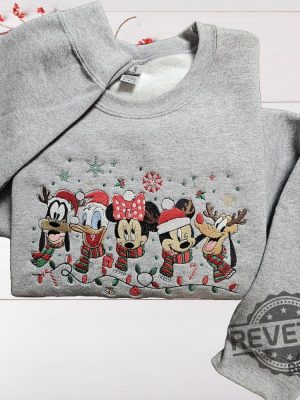 Christmas Friends Crewneck Sweatshirts Holiday Sweater Christmas Sweater Embroidered Sweatshirt Gingerbread Santa Gift Disney Christmas Shirt revetee 4