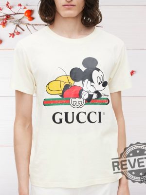 X Disney Cream Multicolour Logo T Shirt Gucci Mickey Mouse Shirt Hoodie Sweatshirt revetee 2