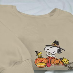 Snoopy Thanksgiving Embroidered Sweatshirt Thanksgiving Snoopy Embroidered Shirt Hoodie Sweatshirt Snoopy Thanksgiving Shirt revetee 2