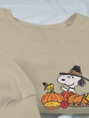 Snoopy Thanksgiving Embroidered Sweatshirt Thanksgiving Snoopy Embroidered Shirt Hoodie Sweatshirt Snoopy Thanksgiving Shirt revetee 2