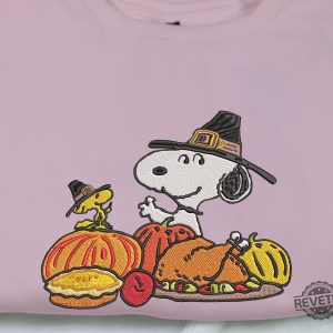 Snoopy Thanksgiving Embroidered Sweatshirt Thanksgiving Snoopy Embroidered Shirt Hoodie Sweatshirt Snoopy Thanksgiving Shirt revetee 3