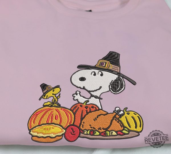 Snoopy Thanksgiving Embroidered Sweatshirt Thanksgiving Snoopy Embroidered Shirt Hoodie Sweatshirt Snoopy Thanksgiving Shirt revetee 3