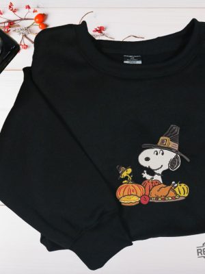 Snoopy Thanksgiving Embroidered Sweatshirt Thanksgiving Snoopy Embroidered Shirt Hoodie Sweatshirt Snoopy Thanksgiving Shirt revetee 4