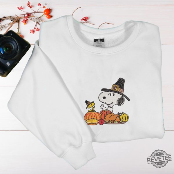 Snoopy Thanksgiving Embroidered Sweatshirt Thanksgiving Snoopy Embroidered Shirt Hoodie Sweatshirt Snoopy Thanksgiving Shirt revetee 5