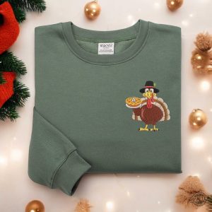 Thanksgiving Turkey Embroidered Sweatshirt Shirt Hoodie Thanksgiving Shirt Fall Sweatshirt Women Thanksgiving Sweater revetee 2