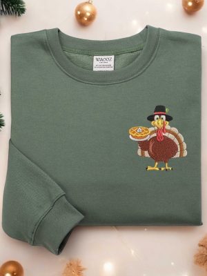 Thanksgiving Turkey Embroidered Sweatshirt Shirt Hoodie Thanksgiving Shirt Fall Sweatshirt Women Thanksgiving Sweater revetee 2