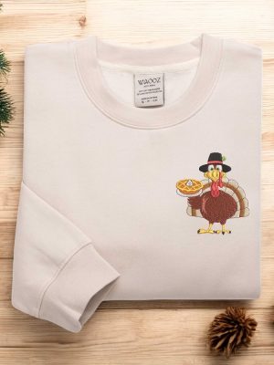 Thanksgiving Turkey Embroidered Sweatshirt Shirt Hoodie Thanksgiving Shirt Fall Sweatshirt Women Thanksgiving Sweater revetee 4