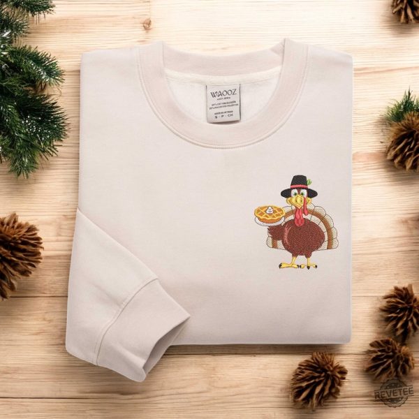 Thanksgiving Turkey Embroidered Sweatshirt Shirt Hoodie Thanksgiving Shirt Fall Sweatshirt Women Thanksgiving Sweater revetee 4