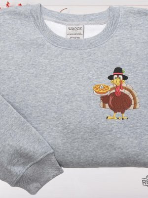 Thanksgiving Turkey Embroidered Sweatshirt Shirt Hoodie Thanksgiving Shirt Fall Sweatshirt Women Thanksgiving Sweater revetee 5