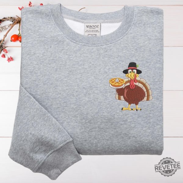 Thanksgiving Turkey Embroidered Sweatshirt Shirt Hoodie Thanksgiving Shirt Fall Sweatshirt Women Thanksgiving Sweater revetee 5