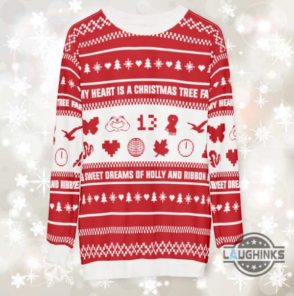 taylor swift ugly christmas sweater my heart is a christmas tree farm artificial wool sweatshirt for swifties laughinks 6