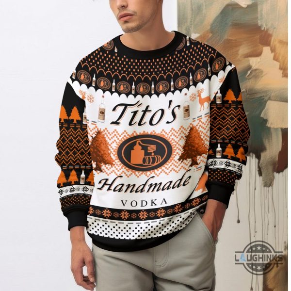 titos christmas sweater handmade vodka artificial wool ugly sweatshirt