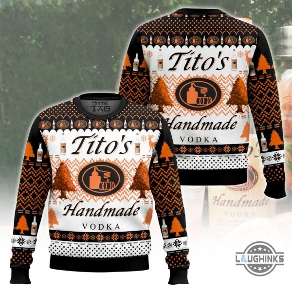 titos christmas sweater handmade vodka artificial wool ugly sweatshirt